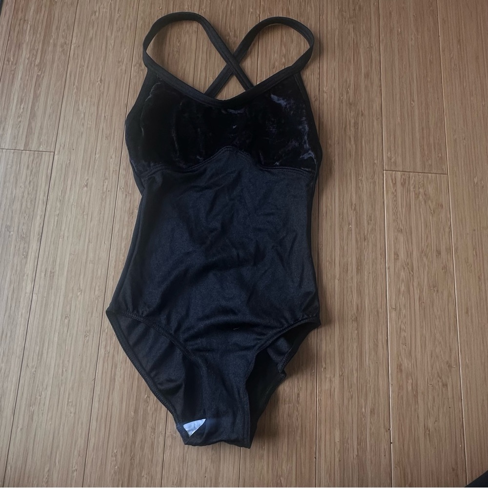 black halter ballet leotard